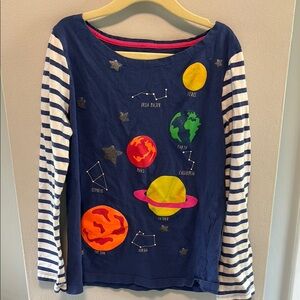 Mini Boden Blue and White Cosmic Long Sleeve Tee 9